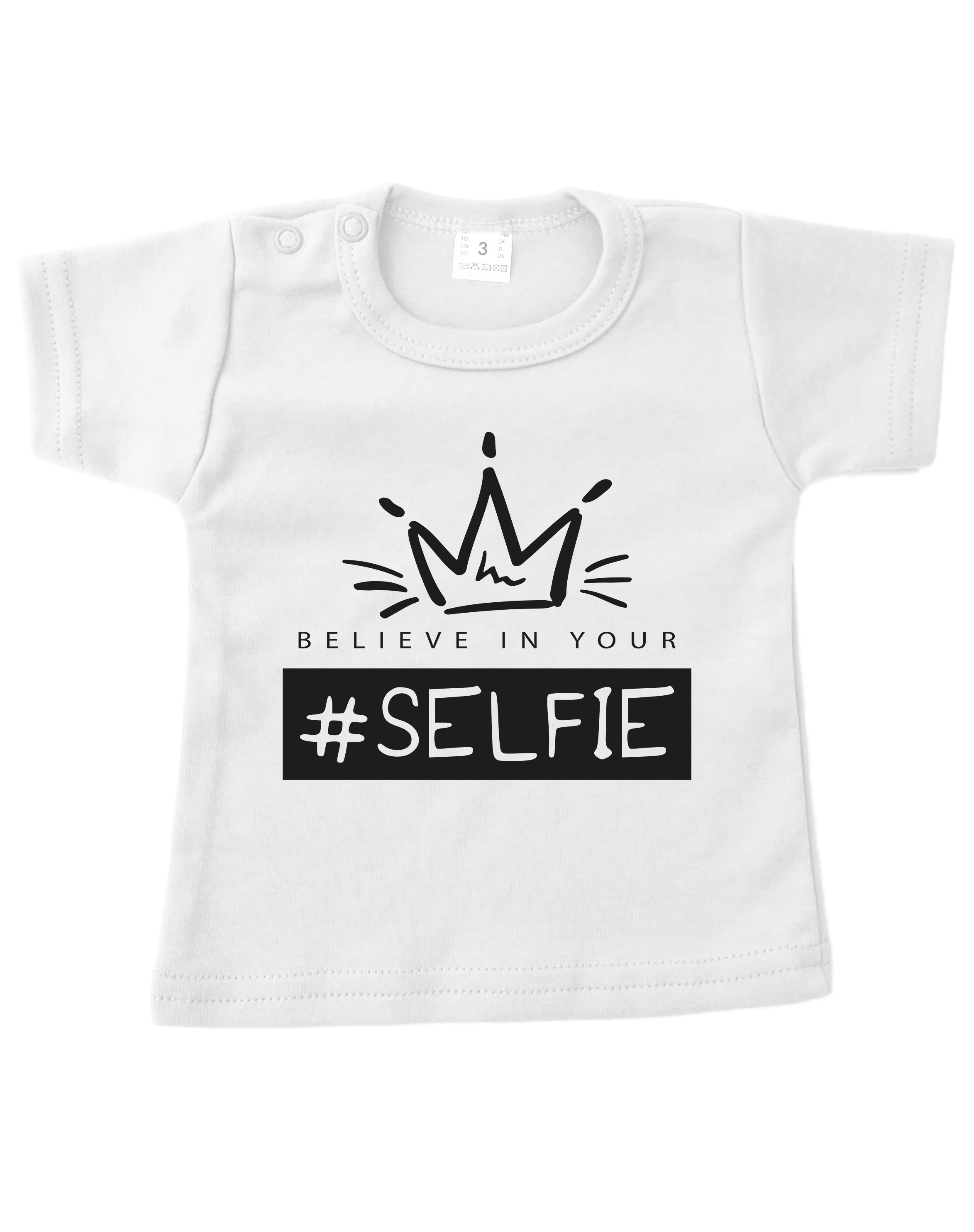 Advertentie Oven gevangenis Funny Tekst Kleding :: T-Shirts met tekst :: T-Shirt - Believe in my selfie